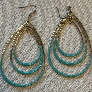 large light blue + gold statement earrings